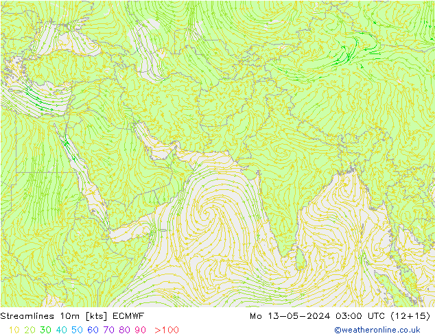 Stroomlijn 10m ECMWF ma 13.05.2024 03 UTC