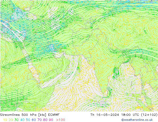 Rüzgar 500 hPa ECMWF Per 16.05.2024 18 UTC