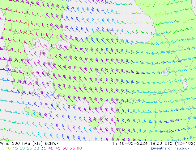 Rüzgar 500 hPa ECMWF Per 16.05.2024 18 UTC