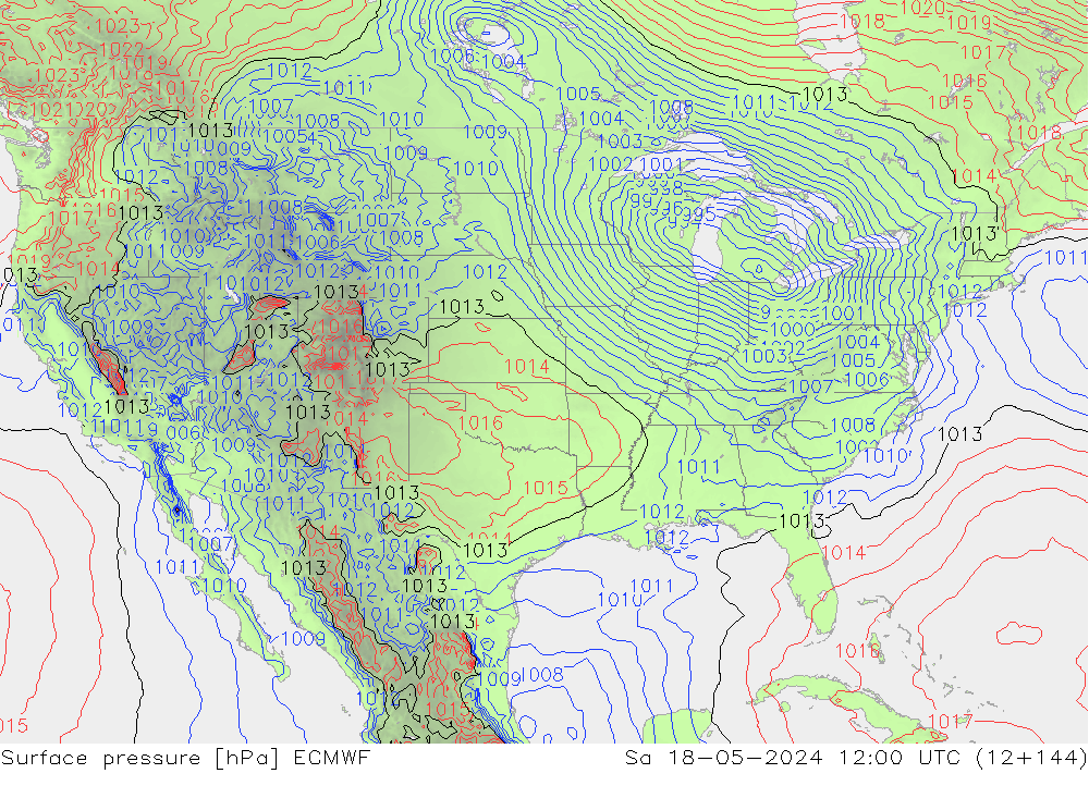 Surface pressure ECMWF Sa 18.05.2024 12 UTC