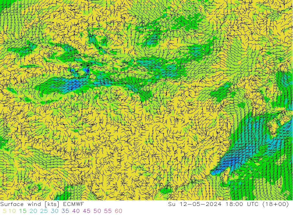 风 10 米 ECMWF 星期日 12.05.2024 18 UTC
