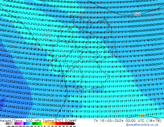 Z500/Yağmur (+YB)/Z850 ECMWF Per 16.05.2024 00 UTC
