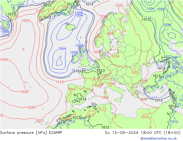 地面气压 ECMWF 星期日 12.05.2024 18 UTC