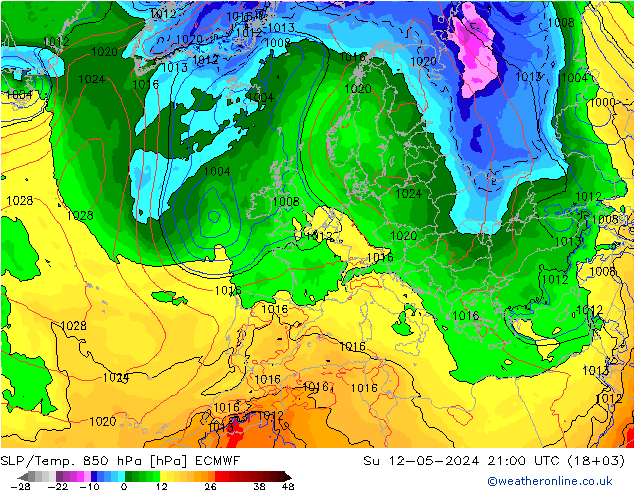 850 hPa Yer Bas./Sıc ECMWF Paz 12.05.2024 21 UTC