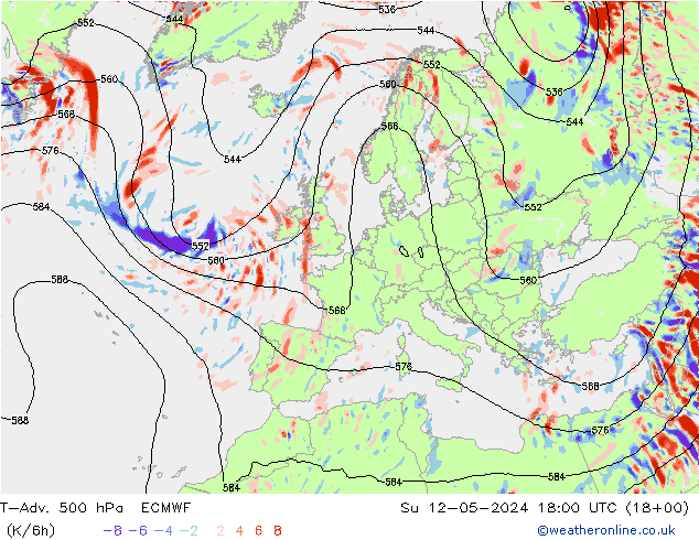 T-Adv. 500 hPa ECMWF dim 12.05.2024 18 UTC