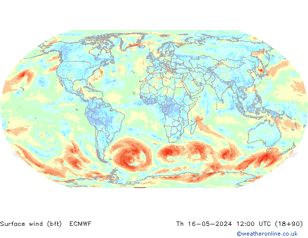Bodenwind (bft) ECMWF Do 16.05.2024 12 UTC