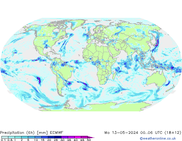 Precipitazione (6h) ECMWF lun 13.05.2024 06 UTC