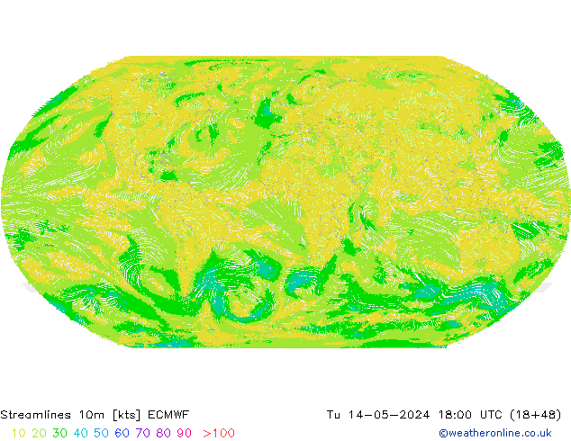 Stroomlijn 10m ECMWF di 14.05.2024 18 UTC