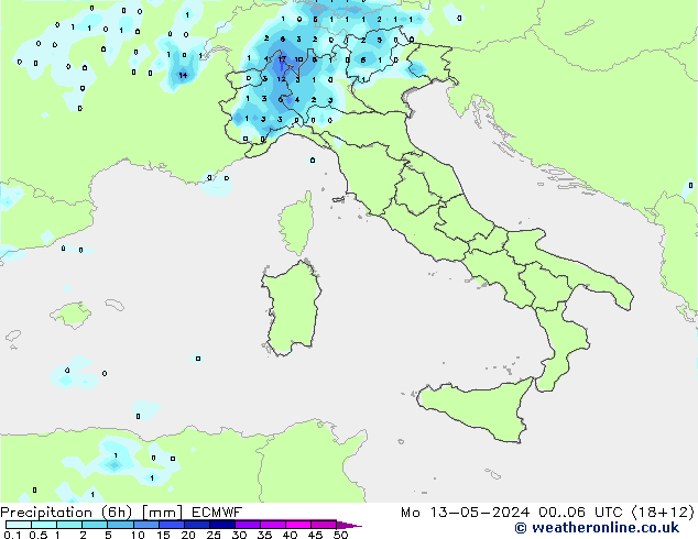 Z500/Rain (+SLP)/Z850 ECMWF Mo 13.05.2024 06 UTC