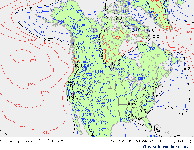 приземное давление ECMWF Вс 12.05.2024 21 UTC