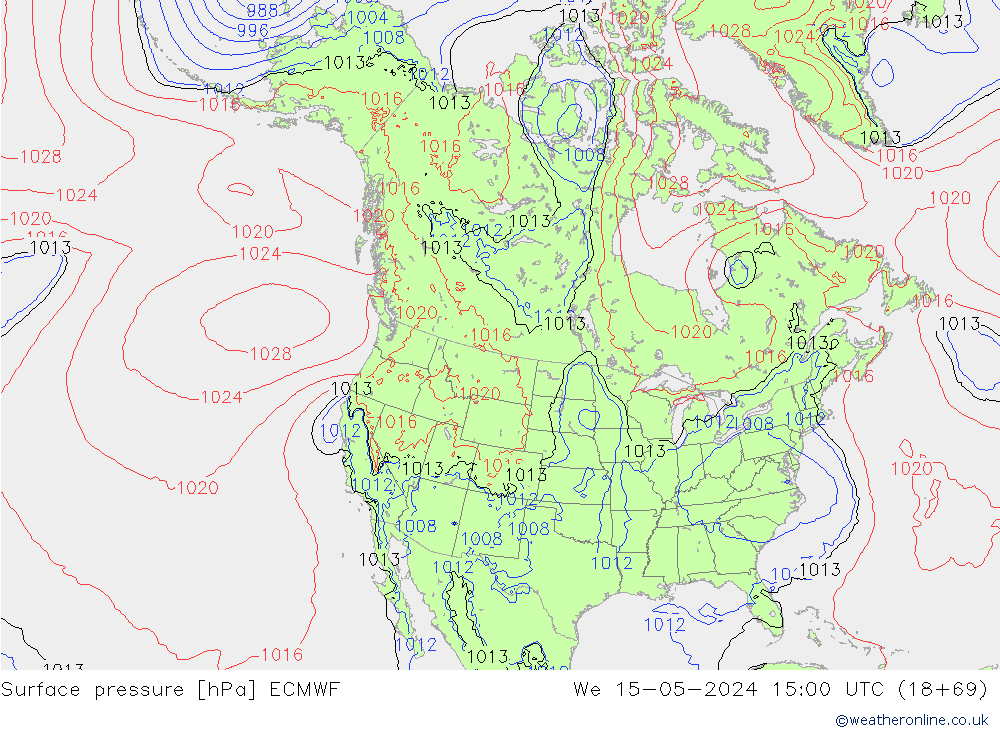 Presión superficial ECMWF mié 15.05.2024 15 UTC