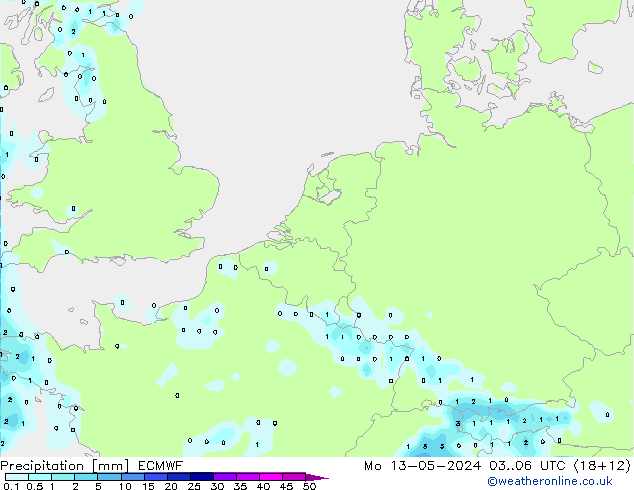 Precipitation ECMWF Mo 13.05.2024 06 UTC