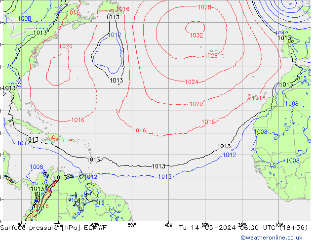 Pressione al suolo ECMWF mar 14.05.2024 06 UTC