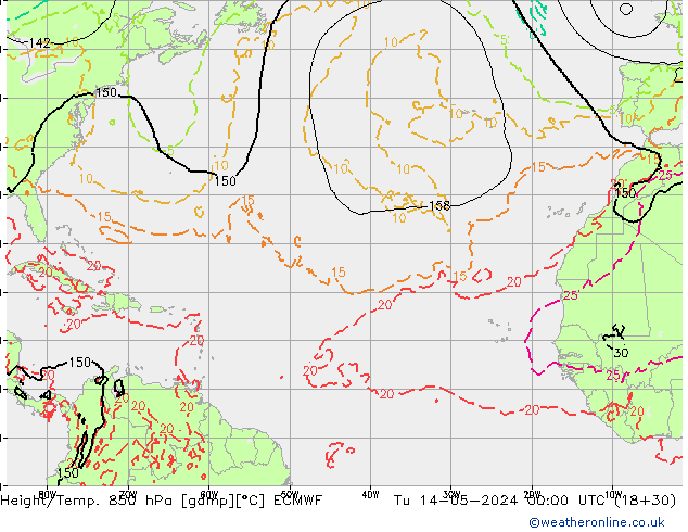 Z500/Rain (+SLP)/Z850 ECMWF Tu 14.05.2024 00 UTC