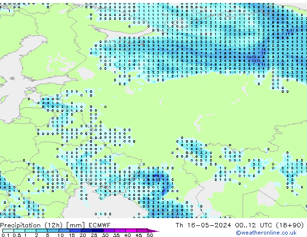 Yağış (12h) ECMWF Per 16.05.2024 12 UTC