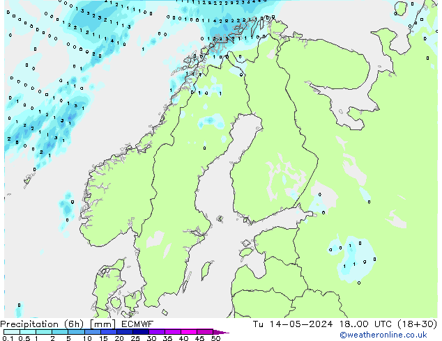 Z500/Rain (+SLP)/Z850 ECMWF Ter 14.05.2024 00 UTC