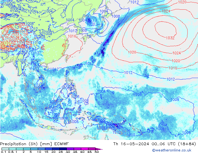 Z500/Rain (+SLP)/Z850 ECMWF Do 16.05.2024 06 UTC