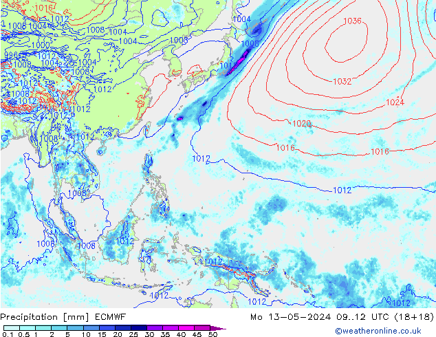 Precipitation ECMWF Mo 13.05.2024 12 UTC