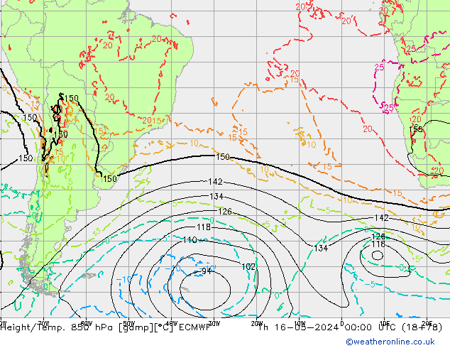 Z500/Rain (+SLP)/Z850 ECMWF czw. 16.05.2024 00 UTC