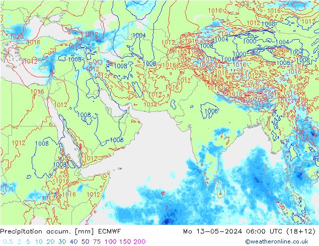 Precipitation accum. ECMWF  13.05.2024 06 UTC