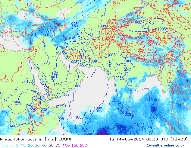 Precipitation accum. ECMWF  14.05.2024 00 UTC