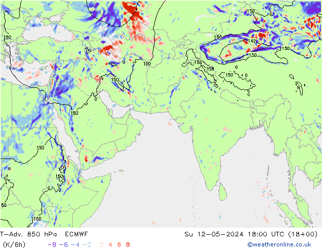 T-Adv. 850 hPa ECMWF Ne 12.05.2024 18 UTC