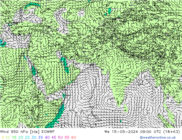 Wind 950 hPa ECMWF We 15.05.2024 09 UTC