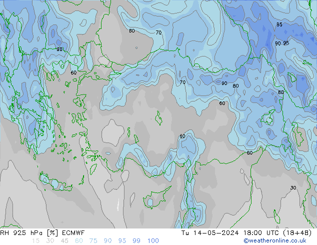 RV 925 hPa ECMWF di 14.05.2024 18 UTC