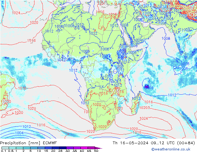 Precipitazione ECMWF gio 16.05.2024 12 UTC