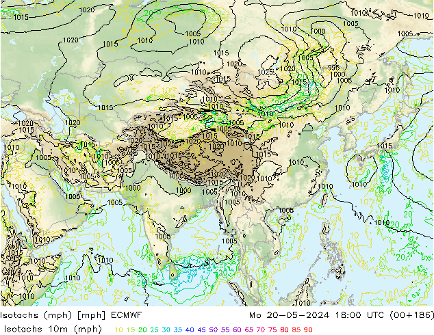 Isotachs (mph) ECMWF Mo 20.05.2024 18 UTC