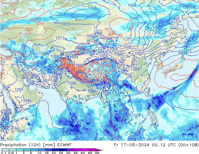 Yağış (12h) ECMWF Cu 17.05.2024 12 UTC