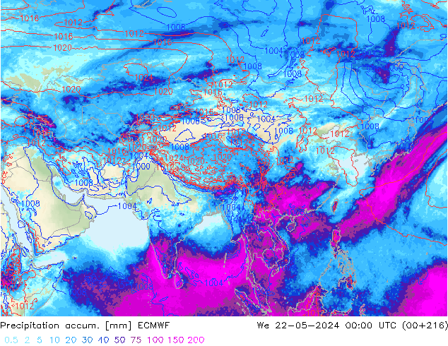 Precipitation accum. ECMWF ср 22.05.2024 00 UTC