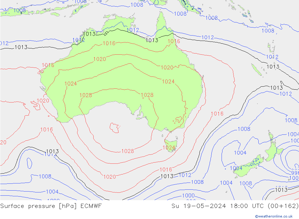 Surface pressure ECMWF Su 19.05.2024 18 UTC
