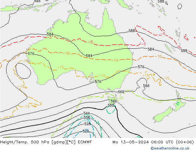 Hoogte/Temp. 500 hPa ECMWF ma 13.05.2024 06 UTC
