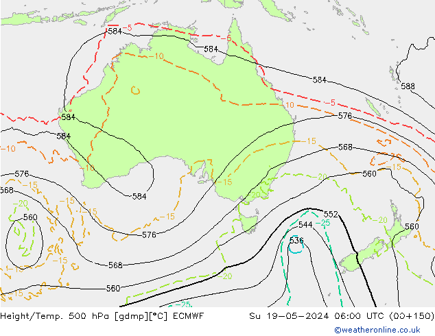 Height/Temp. 500 гПа ECMWF Вс 19.05.2024 06 UTC