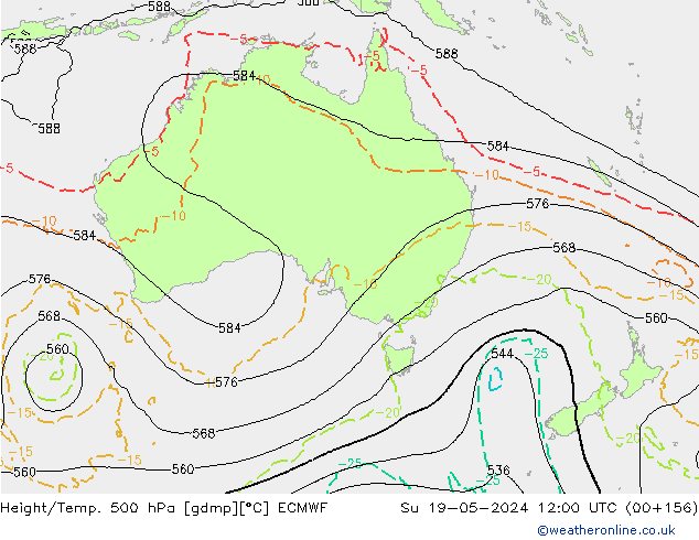 Z500/Rain (+SLP)/Z850 ECMWF nie. 19.05.2024 12 UTC