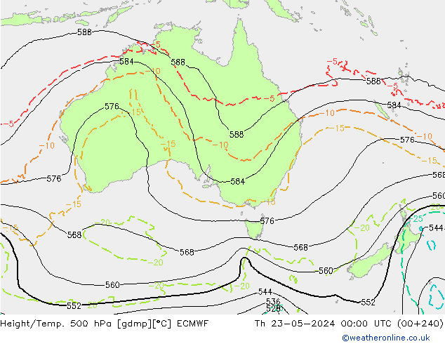 Hoogte/Temp. 500 hPa ECMWF do 23.05.2024 00 UTC
