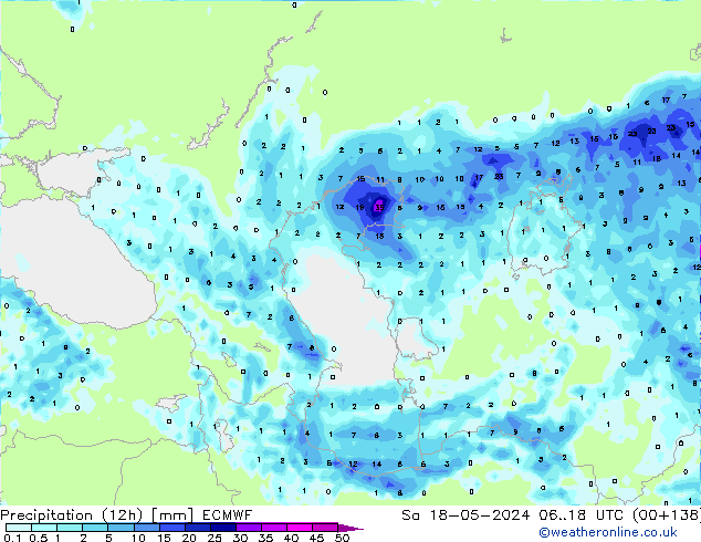 Yağış (12h) ECMWF Cts 18.05.2024 18 UTC