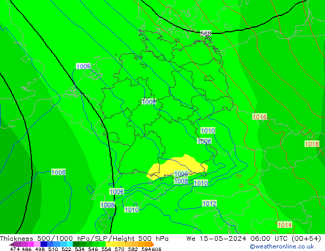 Schichtdicke 500-1000 hPa ECMWF Mi 15.05.2024 06 UTC