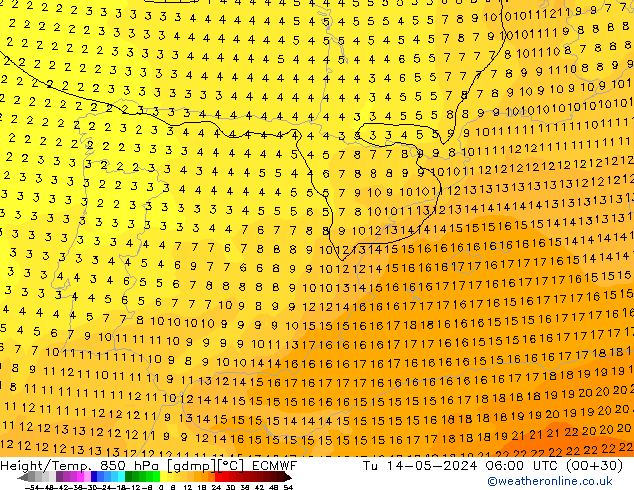 Z500/Rain (+SLP)/Z850 ECMWF Tu 14.05.2024 06 UTC