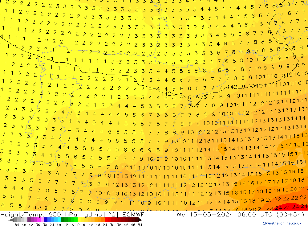 Z500/Rain (+SLP)/Z850 ECMWF St 15.05.2024 06 UTC