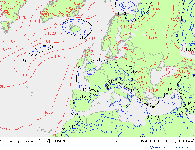 Surface pressure ECMWF Su 19.05.2024 00 UTC