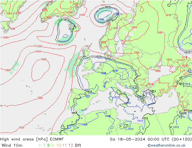 Sturmfelder ECMWF Sa 18.05.2024 00 UTC