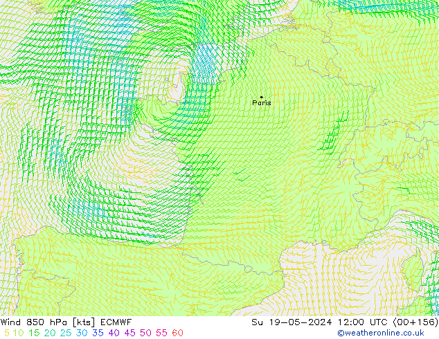 Wind 850 hPa ECMWF Ne 19.05.2024 12 UTC
