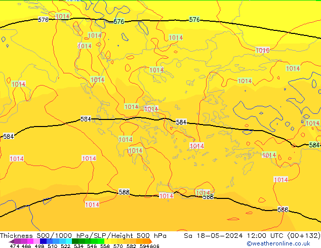 Thck 500-1000гПа ECMWF сб 18.05.2024 12 UTC