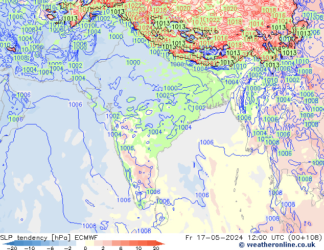 Druktendens (+/-) ECMWF vr 17.05.2024 12 UTC