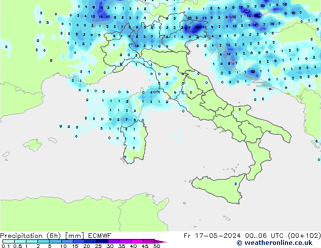 Precipitação (6h) ECMWF Sex 17.05.2024 06 UTC
