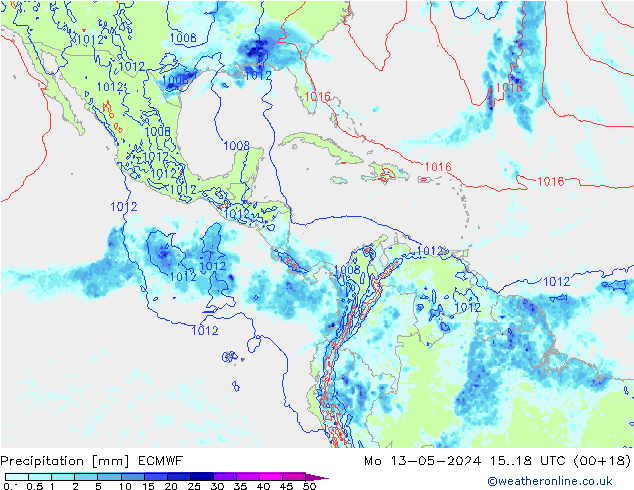 Precipitation ECMWF Mo 13.05.2024 18 UTC