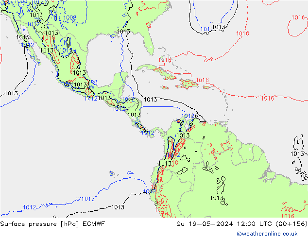 Pressione al suolo ECMWF dom 19.05.2024 12 UTC