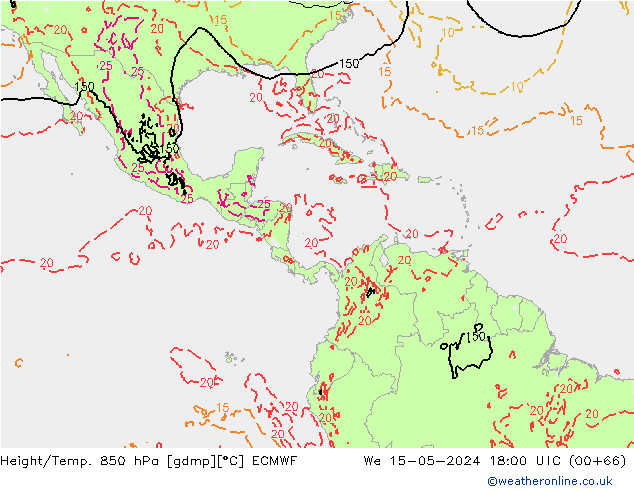 Height/Temp. 850 hPa ECMWF St 15.05.2024 18 UTC
